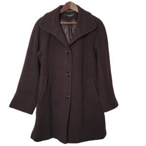 Ellen Tracy Brown Mahogany Wool‎ Angora Blend Coat Women's Size 8